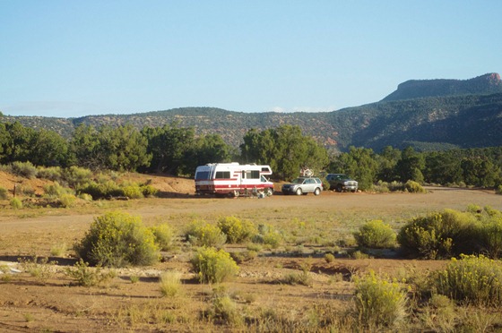 Drycamping in an old Class C in a BLM camping area used for Natural Bridges National Monument overflow camping